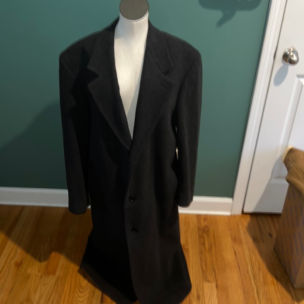 Classic Men's Black Long Overcoat